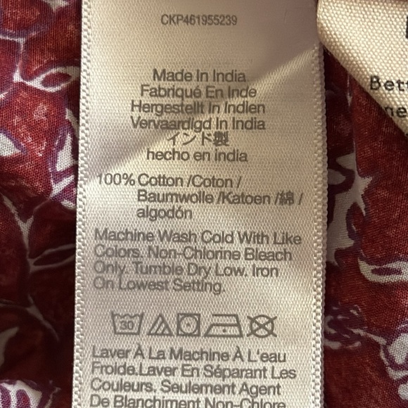 Madewell Red Floral Puff Sleeve V Neck Cotton Blouse Top Size XS - Picture 7 of 12